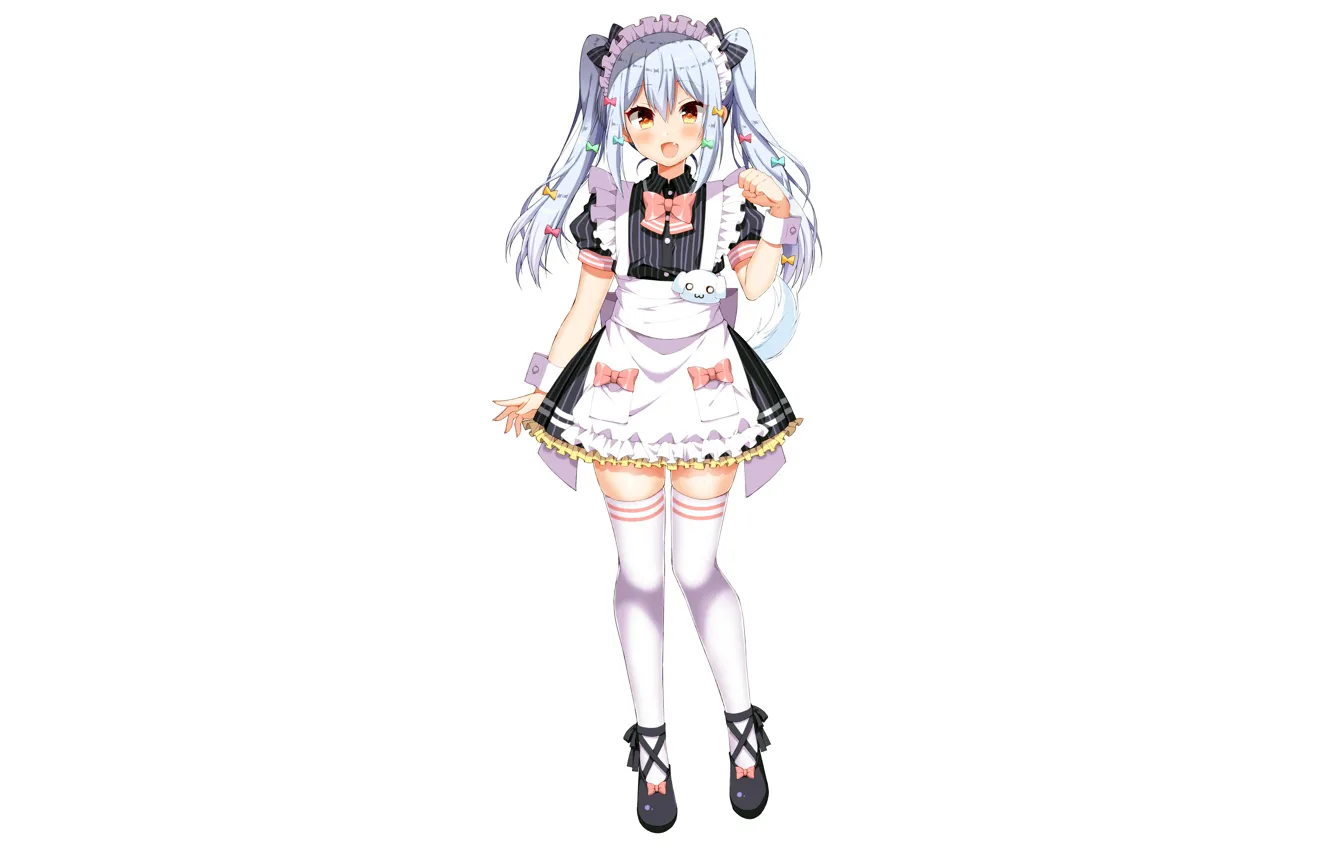 Фото обои girl, sexy, thighhighs, long hair, dress, anime, beautiful, pretty