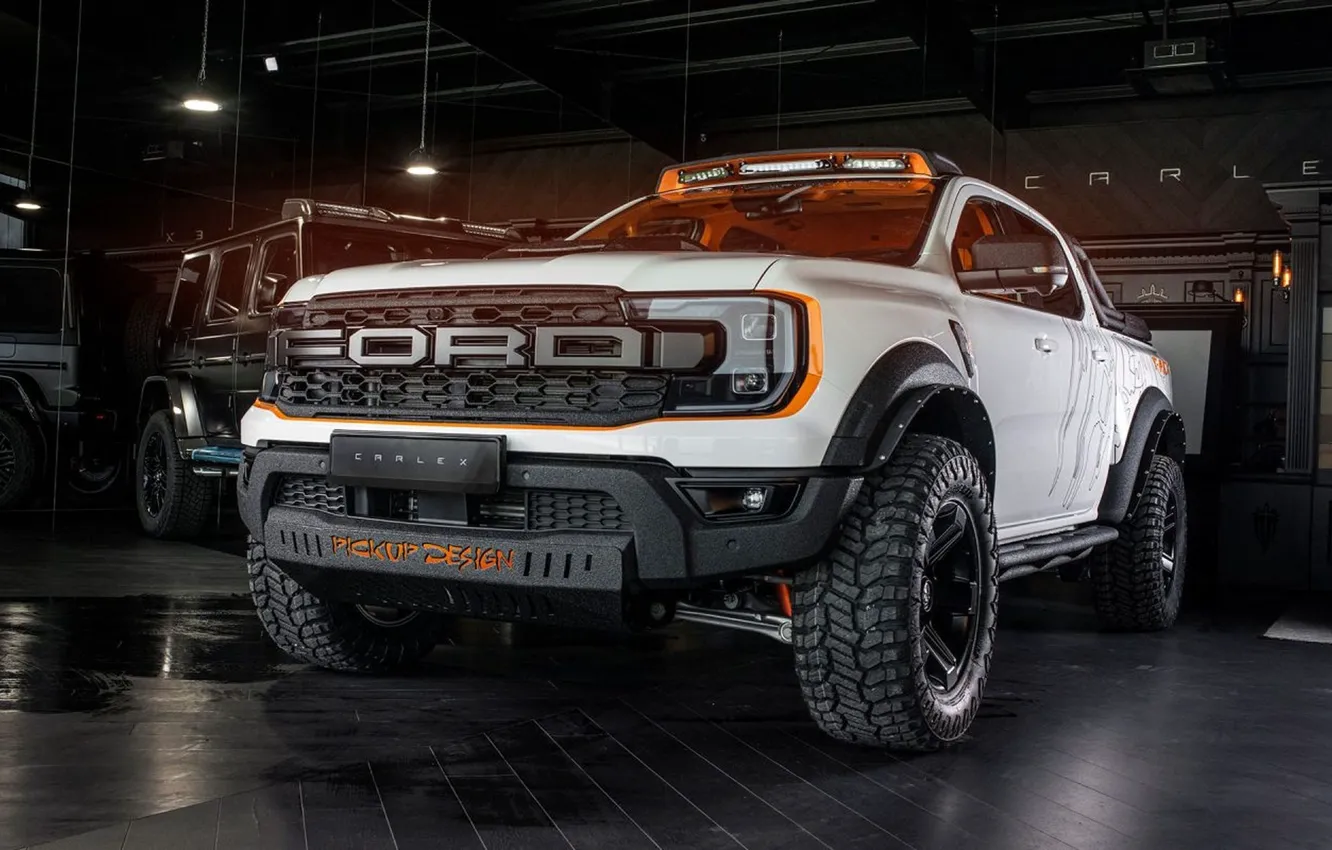 Фото обои тюнинг, Форд, вид спереди, Raptor, пикап, Ford Ranger, T-REX, 2023