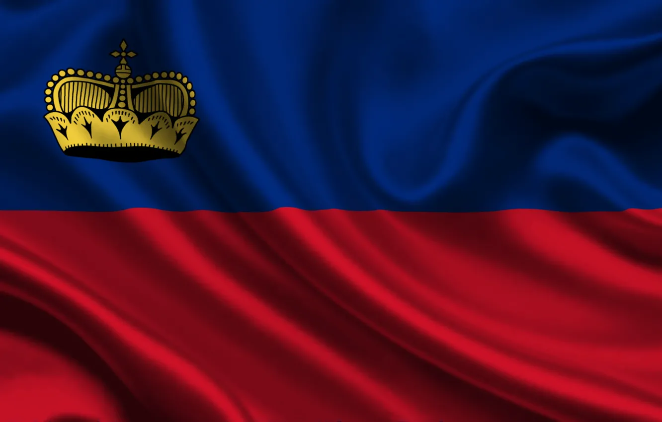 Фото обои Красный, Синий, Флаг, Герб, Текстура, Flag, Корона, Liechtenstein