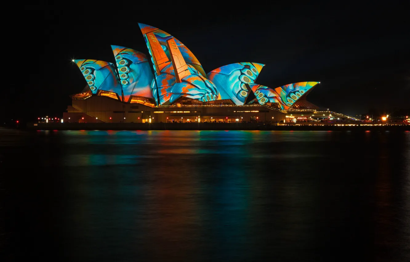Фото обои ночь, ночные огни, Австралия, Сидней