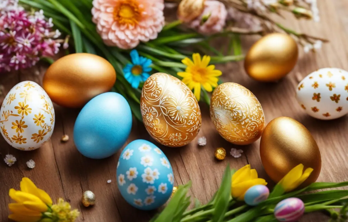 Фото обои цветы, яйца, весна, colorful, Пасха, happy, flowers, spring