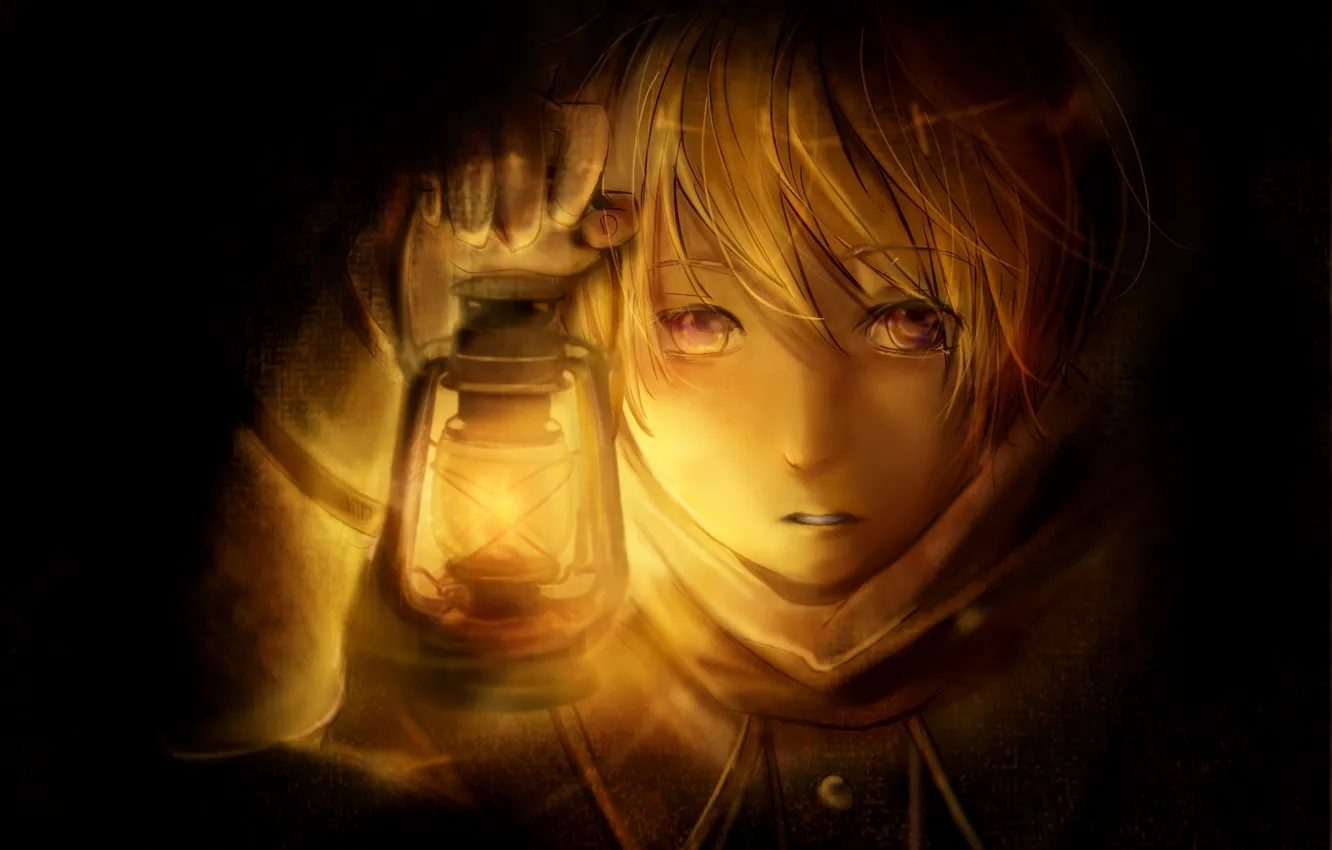 Фото обои мальчик, арт, фонари, hetalia