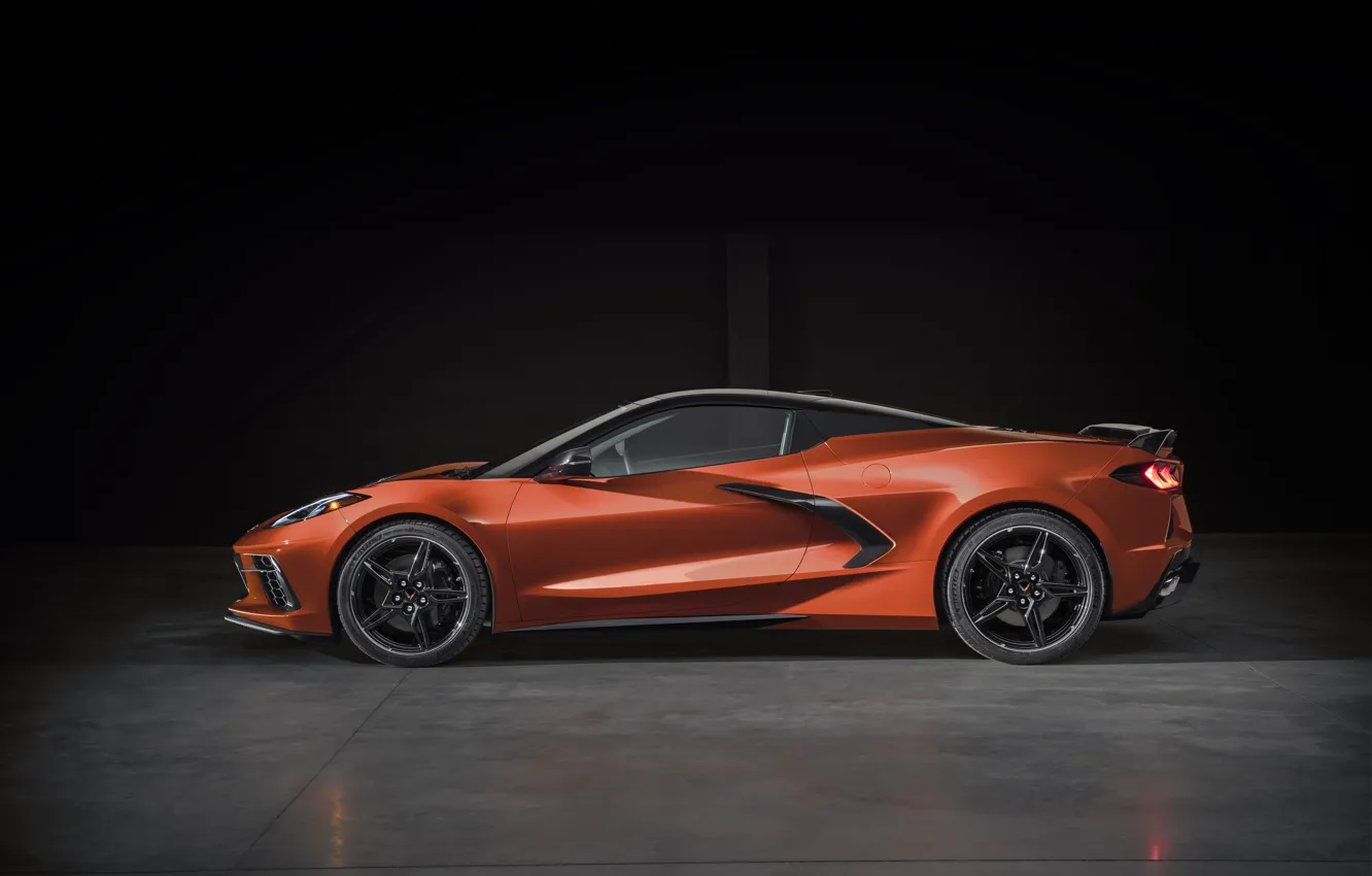 Фото обои Corvette, Chevrolet, вид сбоку, Stingray, 2020, C8