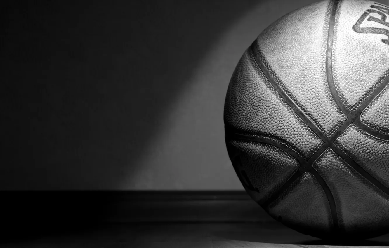Фото обои мяч, Баскетбол, черно-белое, Spalding, B&amp;W, самфоткал