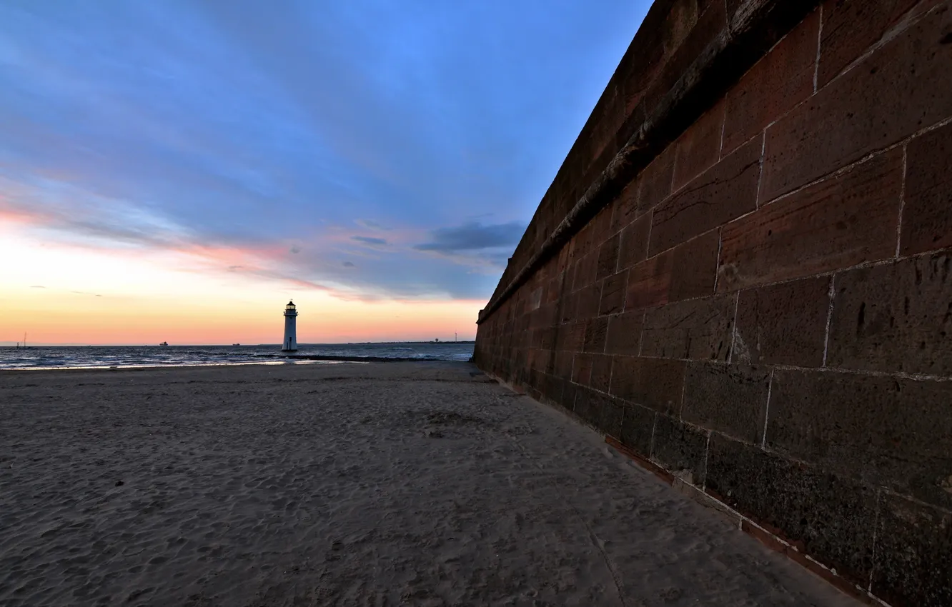 Фото обои море, пейзаж, стена, маяк