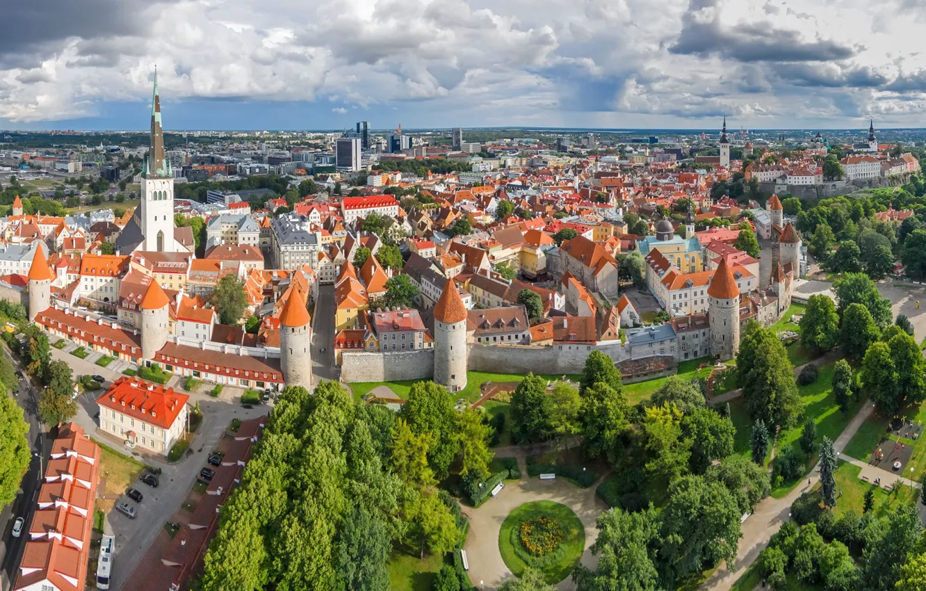 Фото обои Эстония, Таллин, панорама, крепость