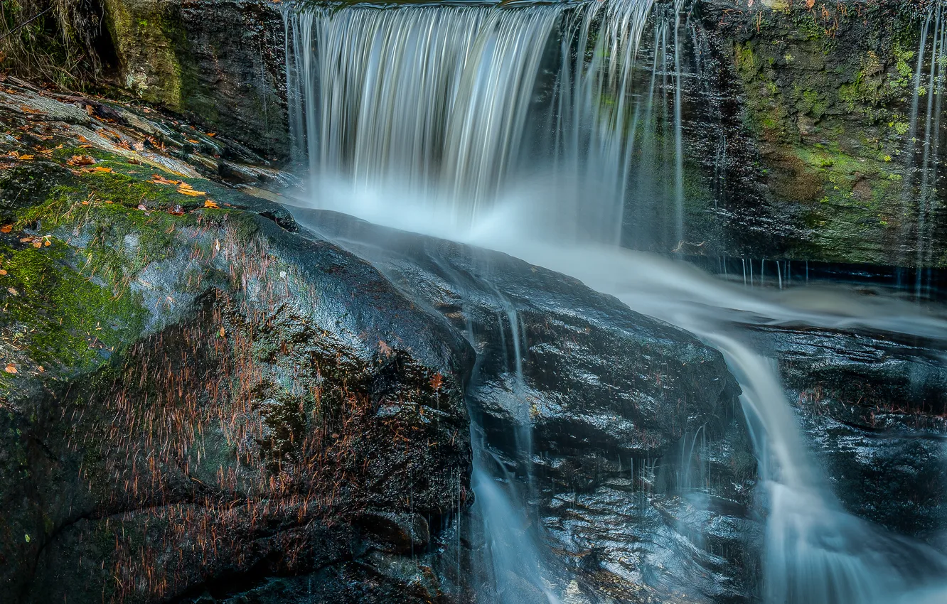 Фото обои природа, река, камни, водопад