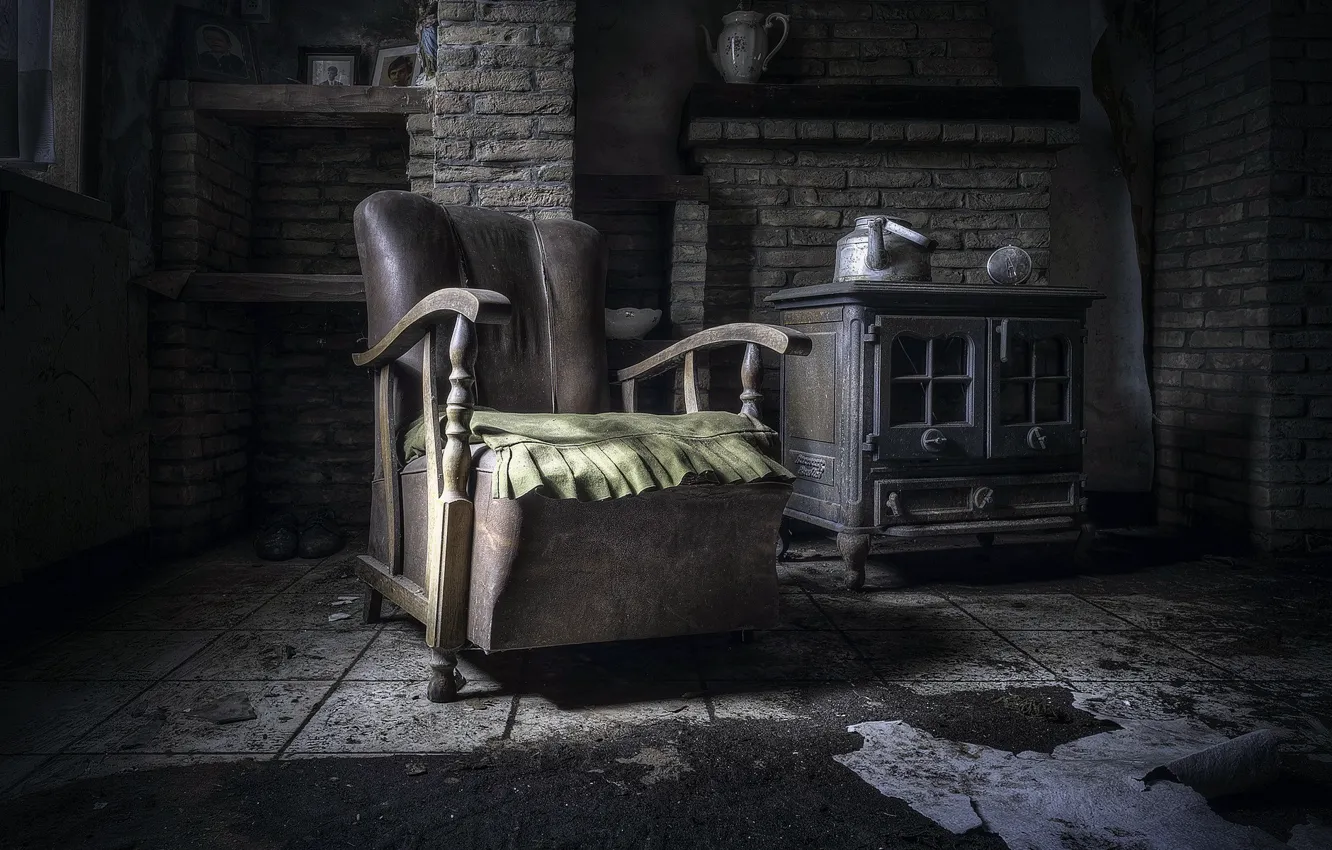 Фото обои комната, кресло, чайник
