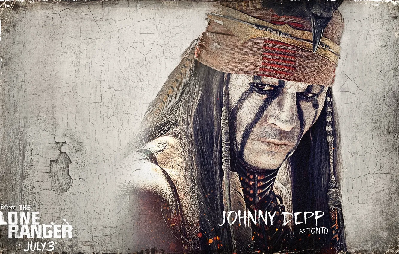 Фото обои Johnny Depp, west, western, background, movie, wild west, Indian, The Lone Ranger