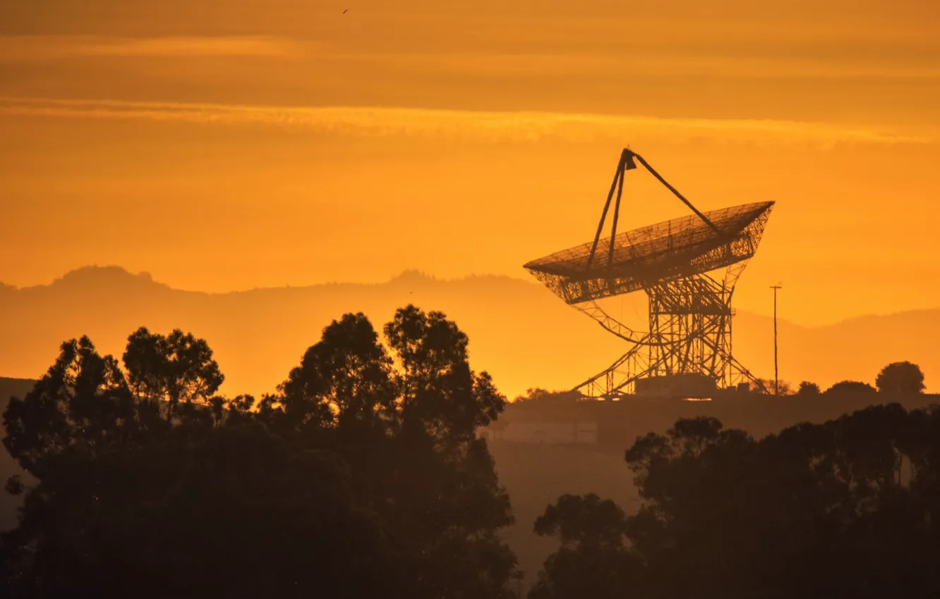 Фото обои пейзаж, закат, телескоп, antena