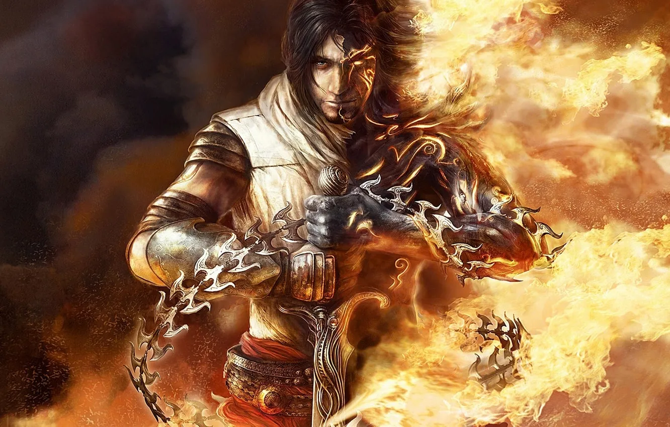 Фото обои тьма, огонь, меч, цепь, принц, prince, персии, persia