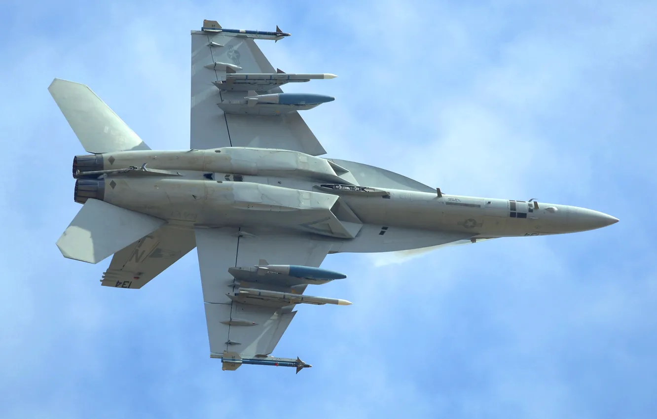 Фото обои Небо, Самолет, Boeing, штурмовик, Палубный, Истребитель-бомбардировщик, Американский, F/A-18 Super Hornet