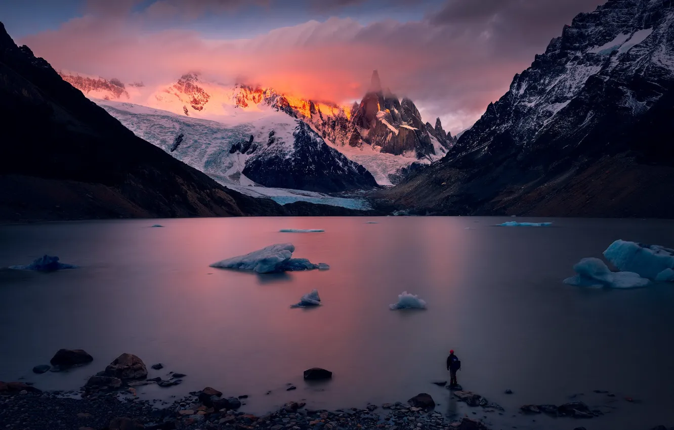 Фото обои mountain, patagonia, Cerro Torre, Before sunrise