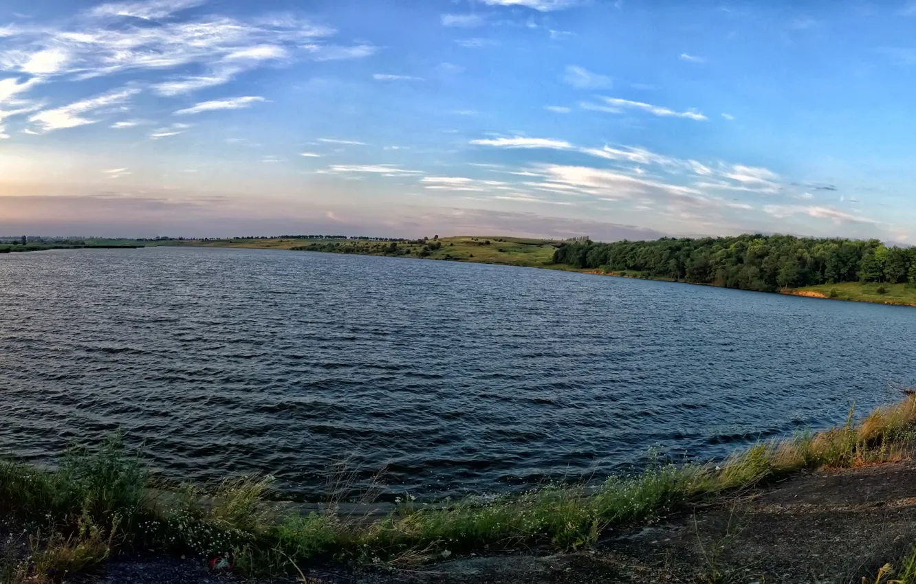 Фото обои природа, озеро, панорама