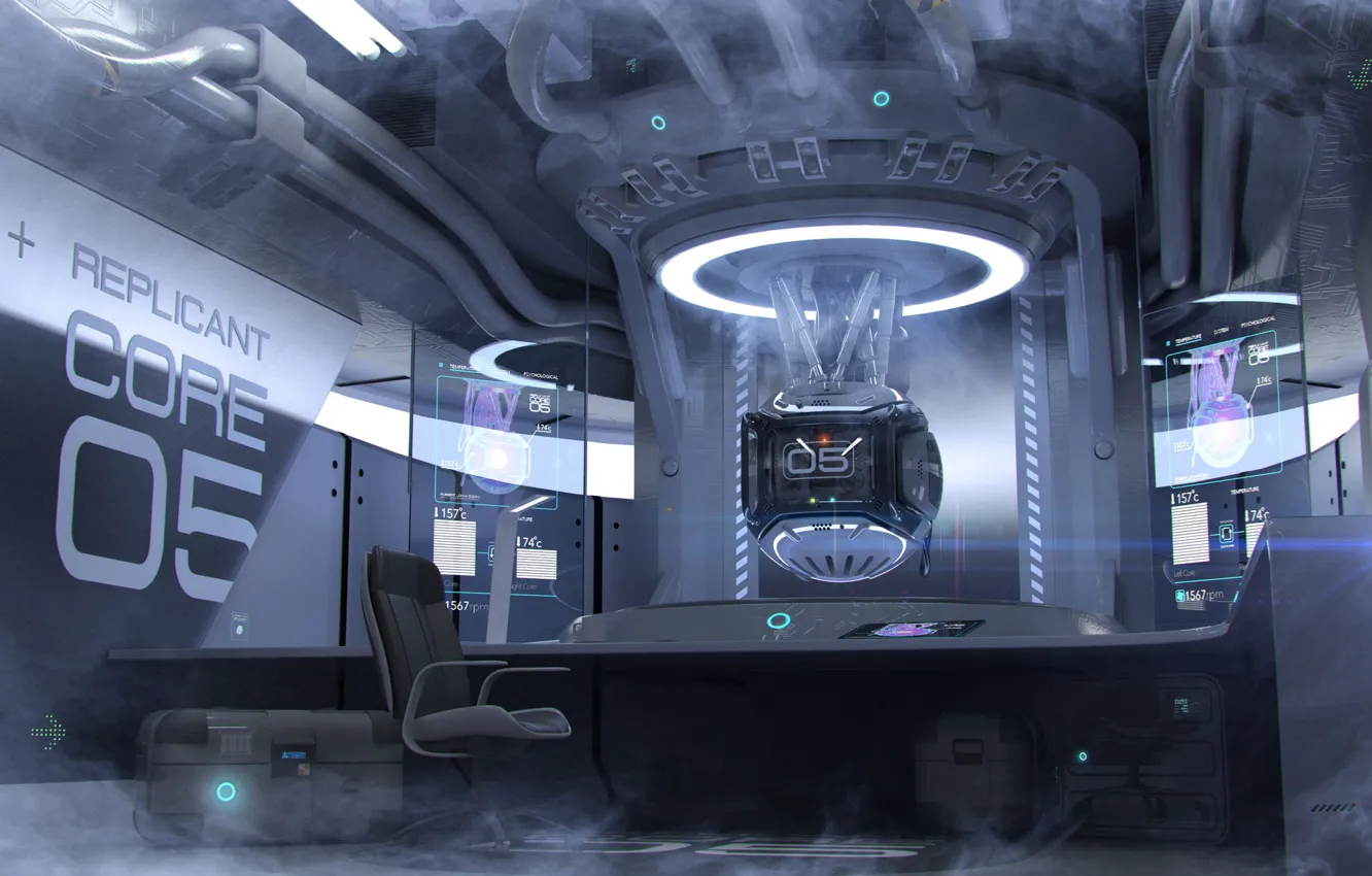Фото обои помещение, пульт управления, Igor Sobolevsky, Replicant Core 05