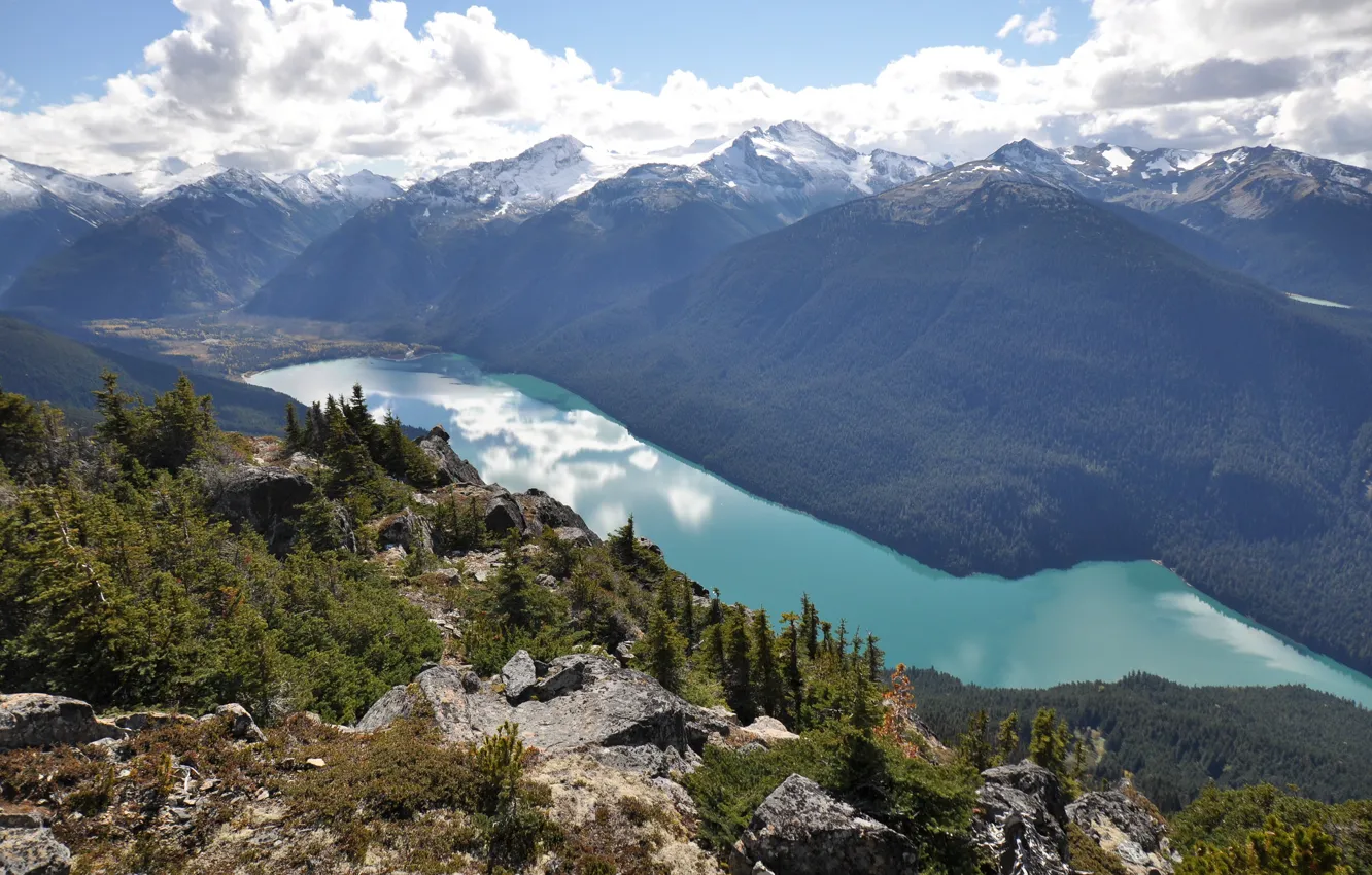 Фото обои небо, облака, горы, озеро, Канада, Canada, British Columbia, Whistler