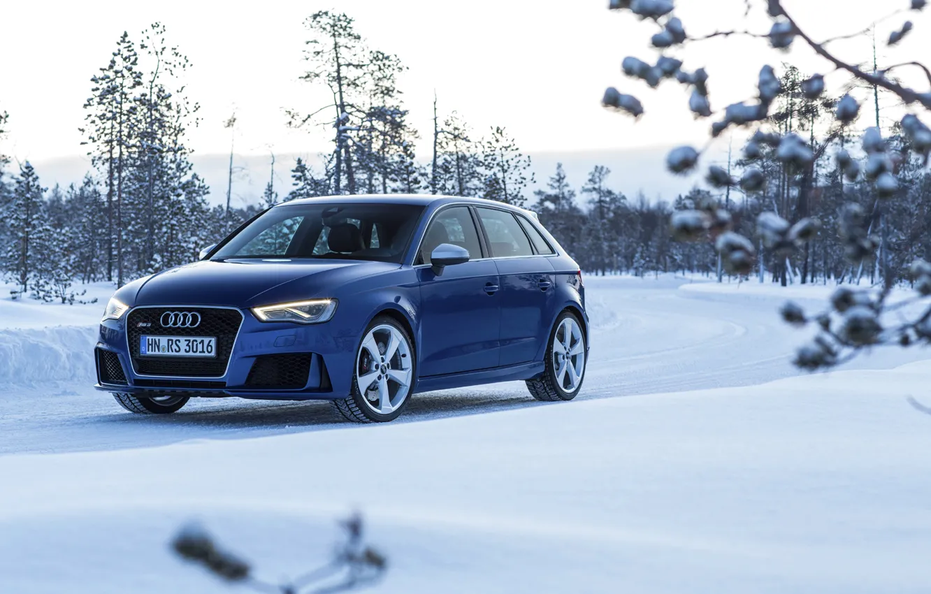 Фото обои фото, Audi, Зима, Синий, Снег, Автомобиль, Sportback, RS3