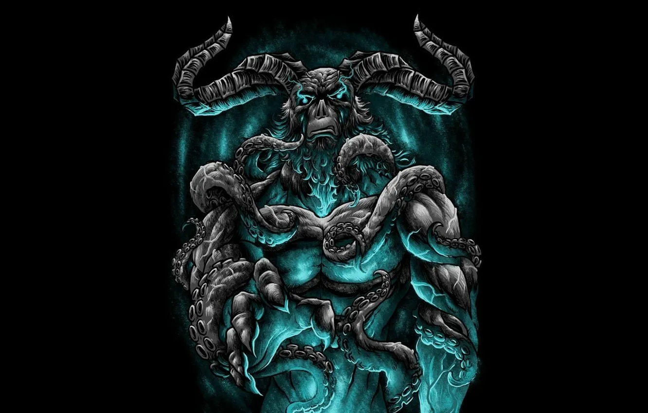 Фото обои horns, blue, Demon, tentacles