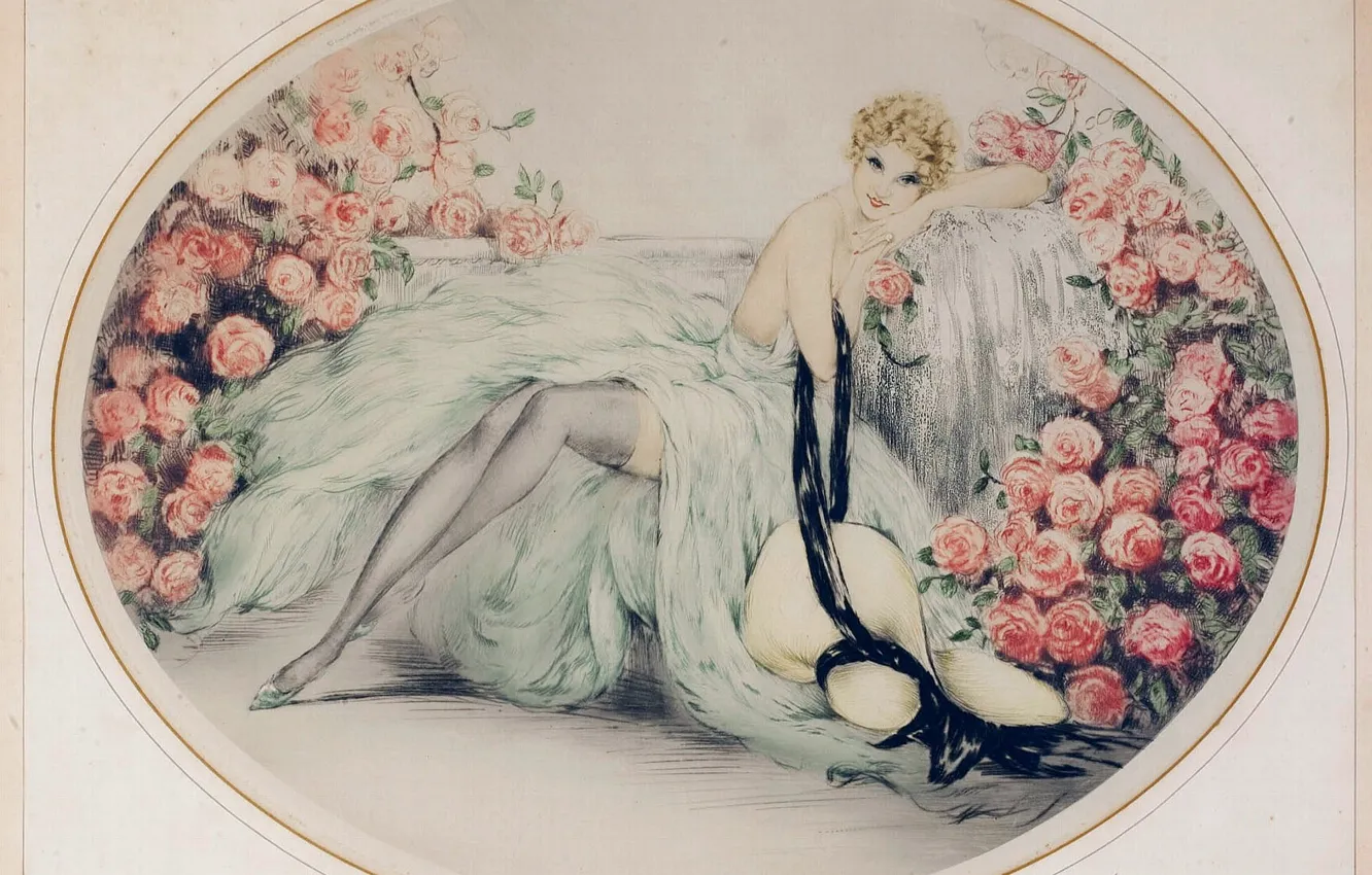 Фото обои 1933, Louis Icart, Прекрасные розы