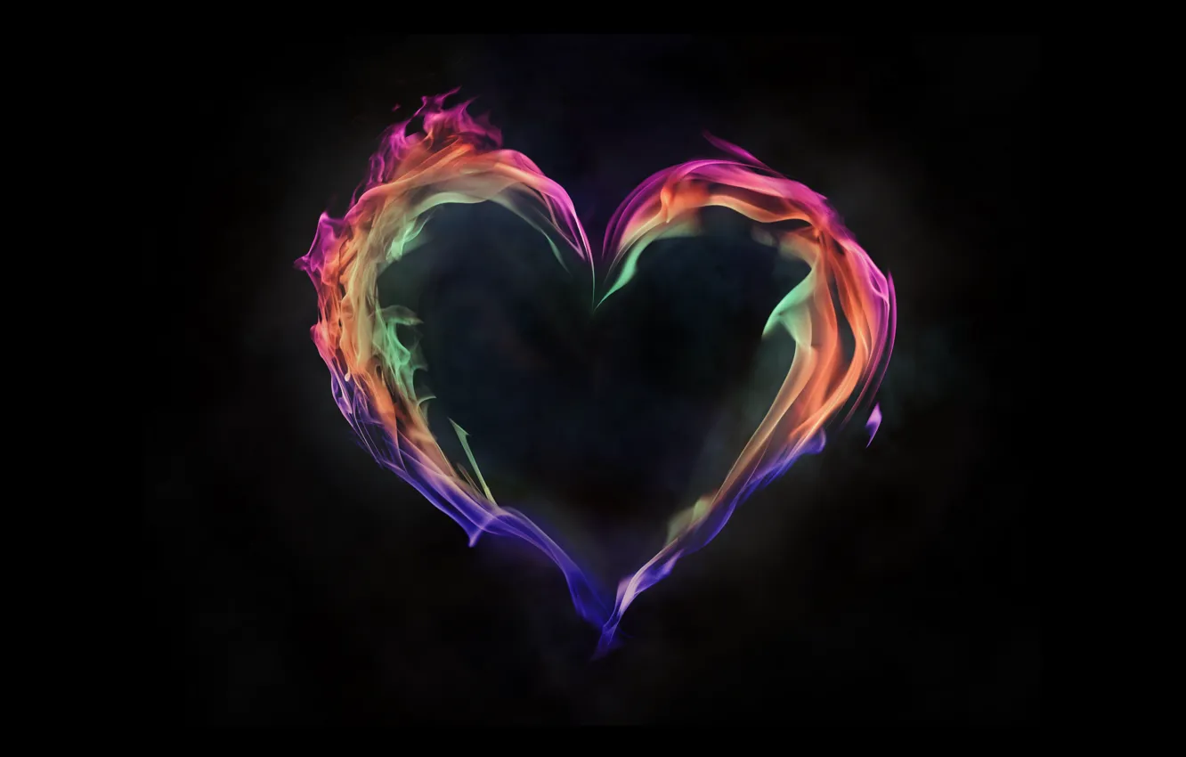 Фото обои фон, огонь, сердце, неон, colorful, fire, heart, pink