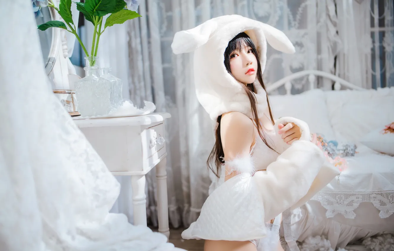 Фото обои Beautiful, Asian, Model, Woman, Cute, Pretty, Costume, Bunny