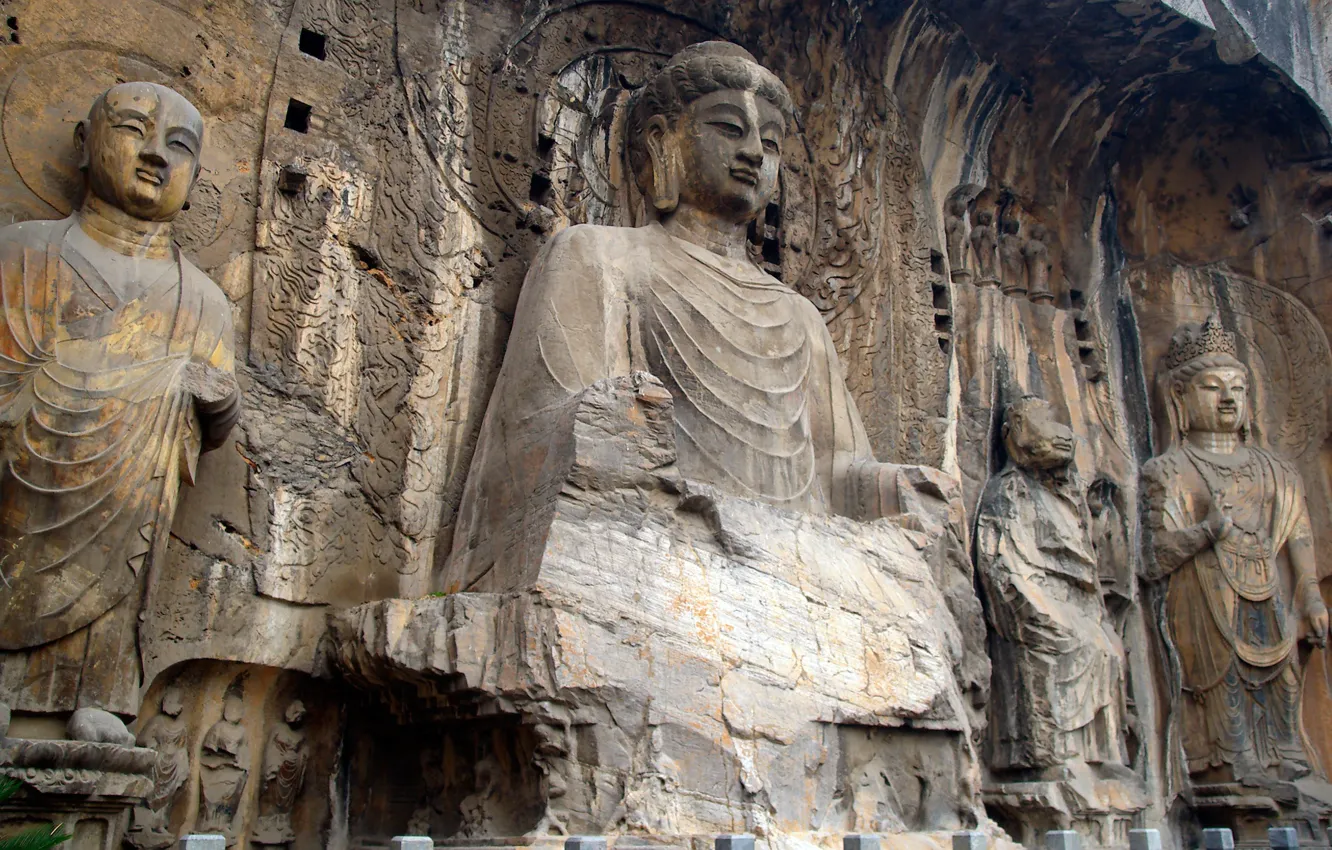 Фото обои China, статуи, будда, Buddha Statue, Лунмэнь