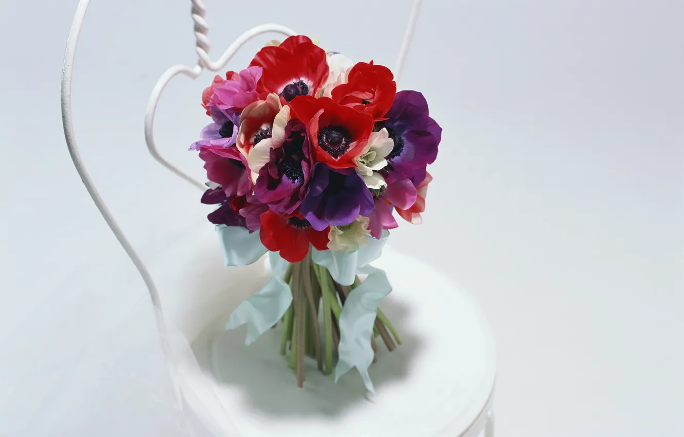 Фото обои цветы, букет, тюльпаны, свадебный