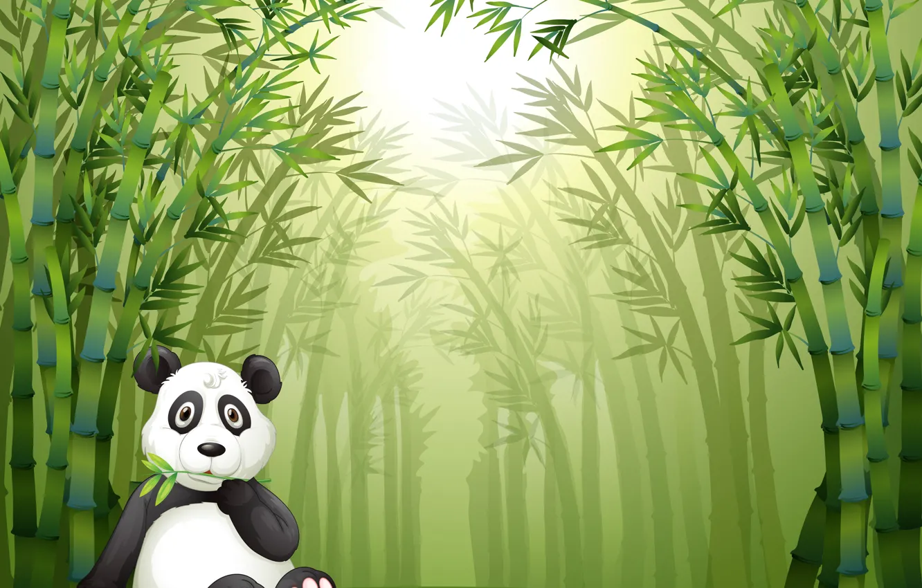 Фото обои веточка, отдых, бамбуковый лес, маленькая панда
