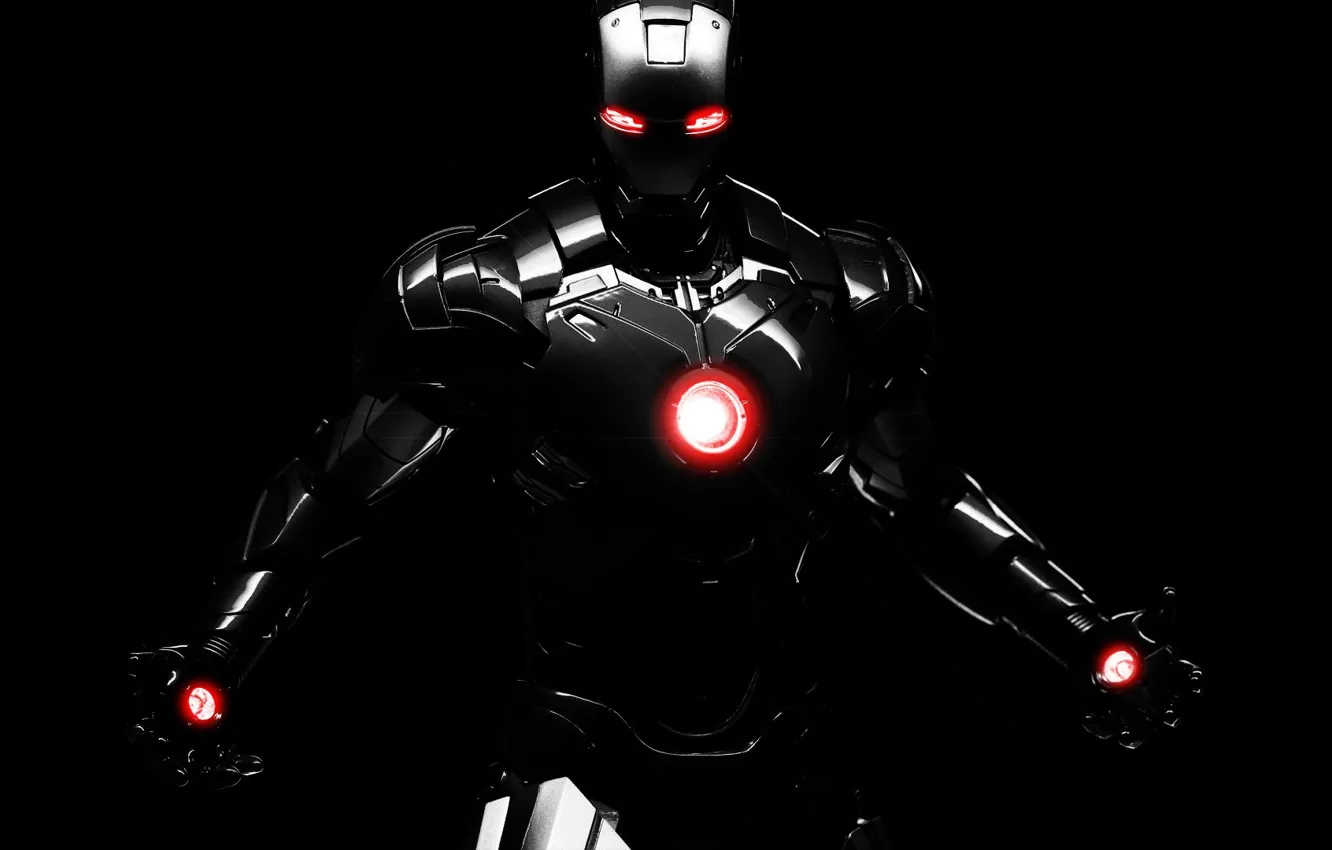 Фото обои dark, robot, background, marvel, comics, iron man, dark iron man