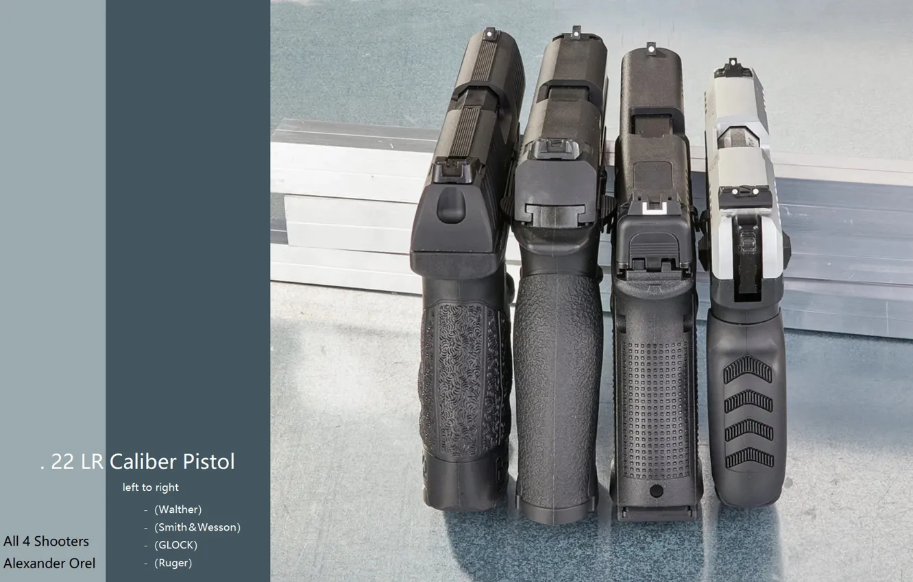 Фото обои pistol, weapon, Ruger, Walther, four, GLOCK, back ass, Smith＆Wesson