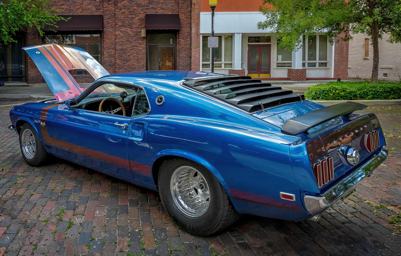 Фото обои синий, стиль, Mustang, Ford