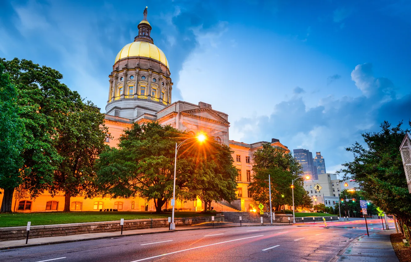 Фото обои city, downtown, building, capital, dome, capitol, atlanta, cupola