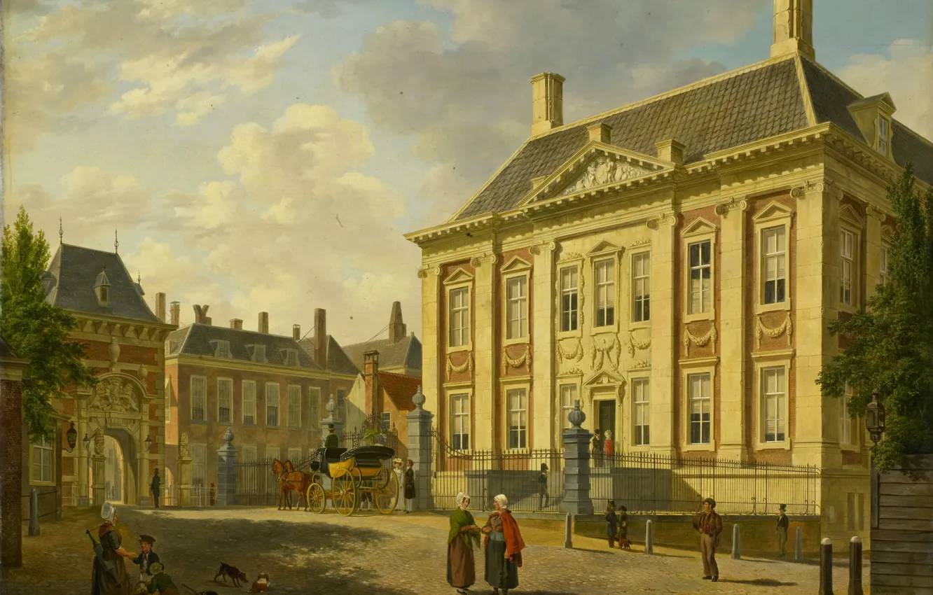 Фото обои картина, городской пейзаж, Маурицхёйс в Гааге, Bartholomeus Johannes van Hove