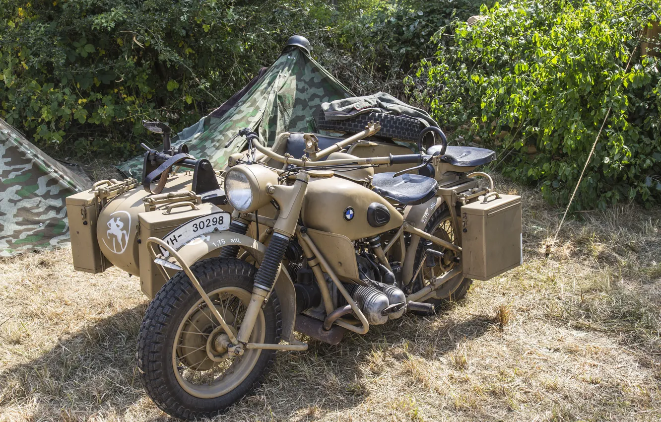 Фото обои войны, мотоцикл, периода, мировой, Второй, BMW R-75