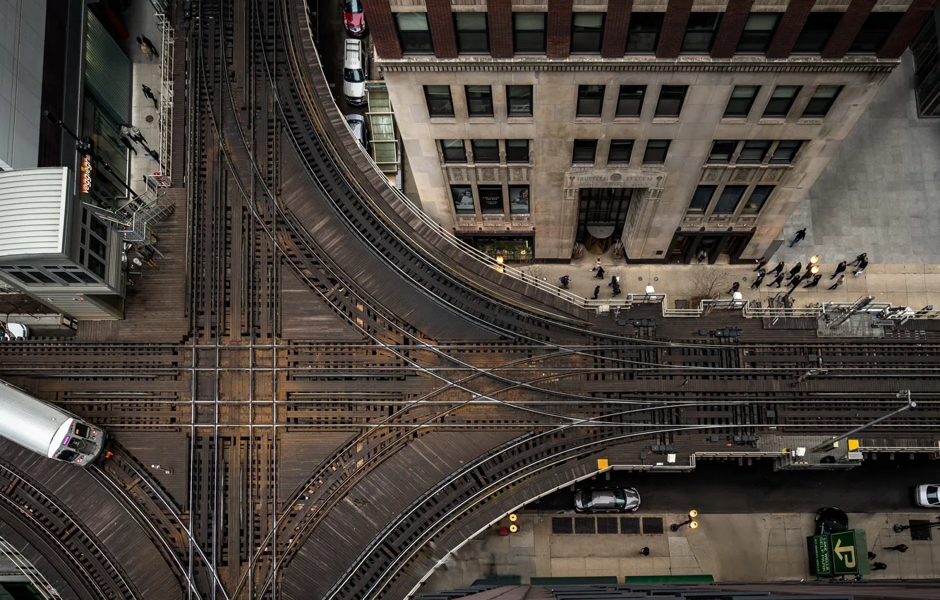 Фото обои город, железная дорога, Chicago