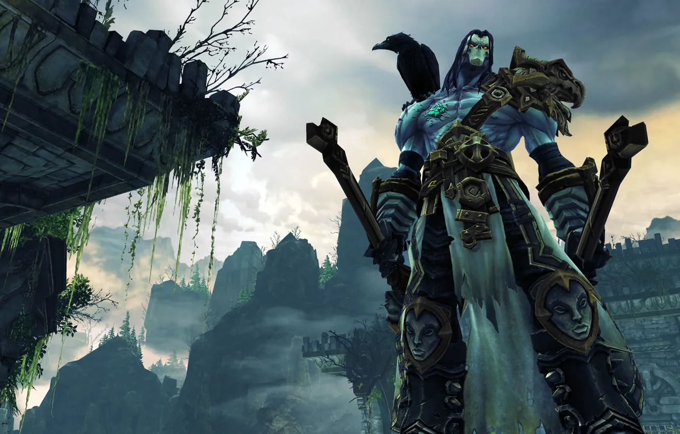 Фото обои смерть, всадник, ворон, darksiders, косы, darksiders 2