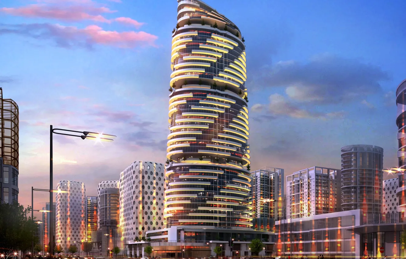 Фото обои город, транспорт, улица, башня, TOWER 32