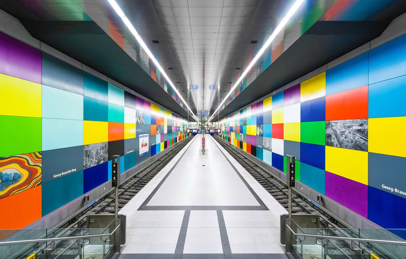 Фото обои метро, станция, тоннель, платформа, Underground