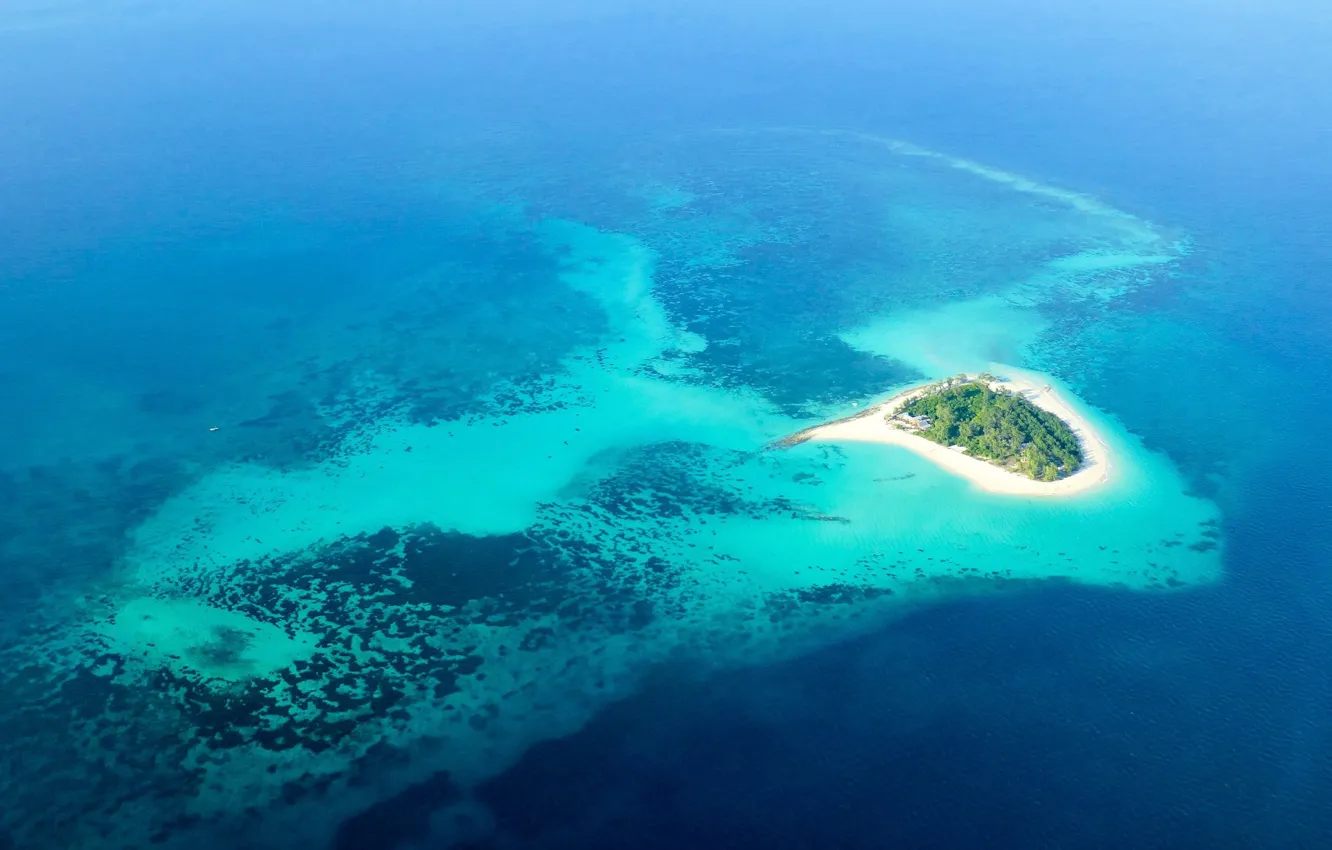 Фото обои океан, остров, Африка, Thanda Islands, Tanzania Aerial, Shungimbili Island
