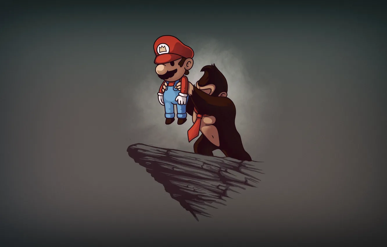 Фото обои Минимализм, Рисунок, Марио, Фон, Арт, Mario, Donkey Kong, Super Mario