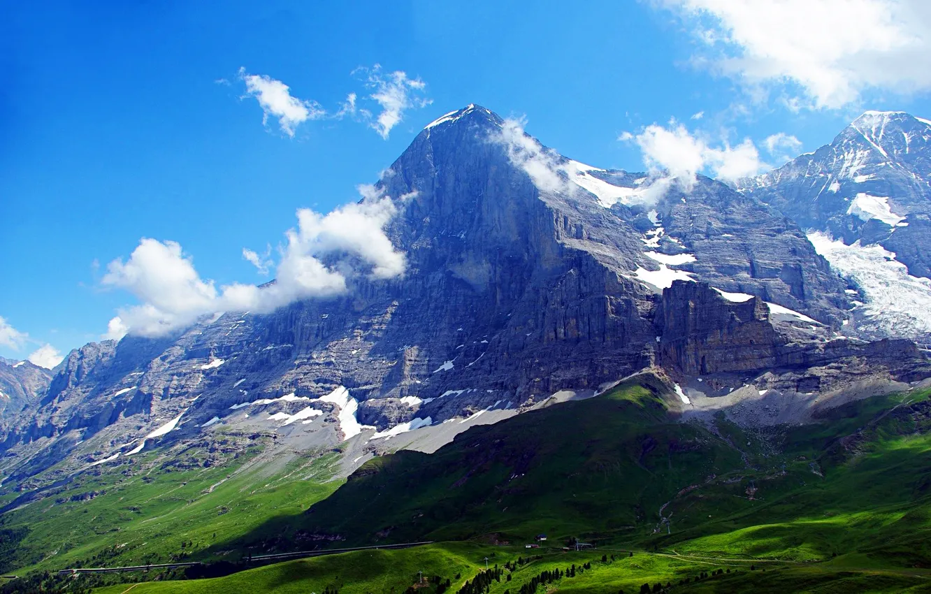 Фото обои небо, облака, Швейцария, Альпы, горая вершина, Eiger