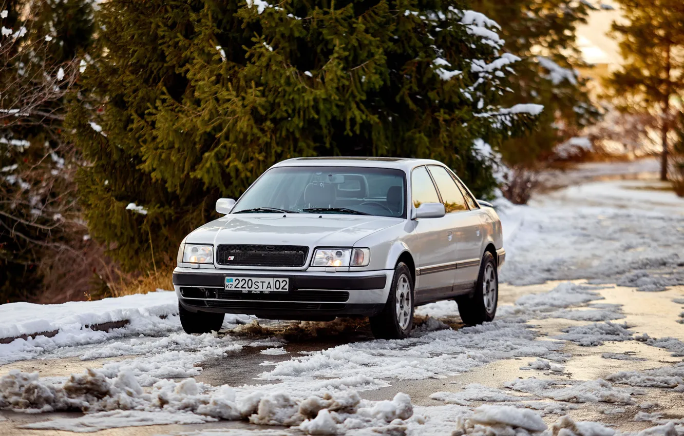 Фото обои Audi, Silver, VAG, Almaty, 100 C4, 2.2 turbo