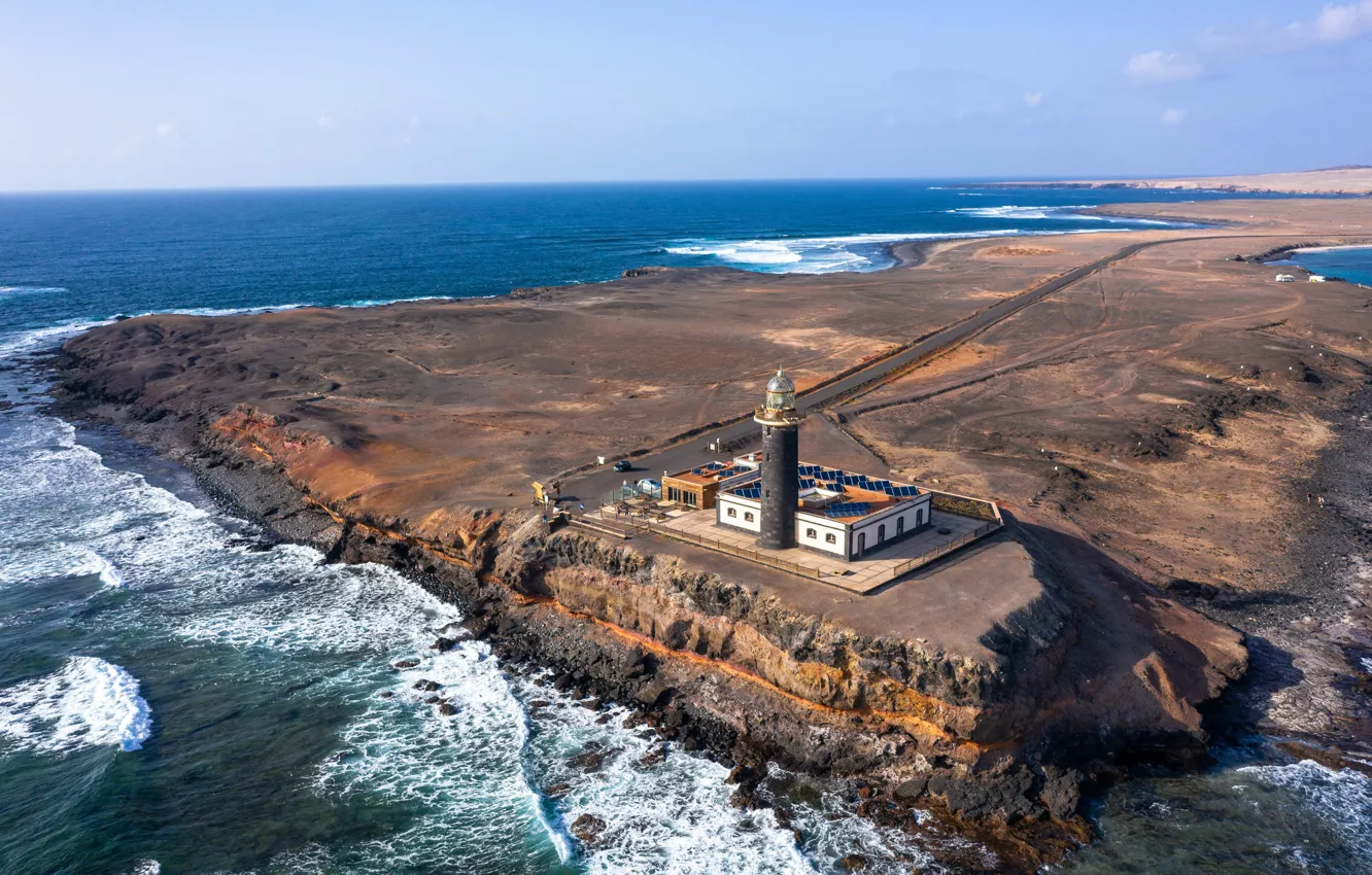 Фото обои spain, drone, Fuerteventura, Punta Jandía Lighthouse