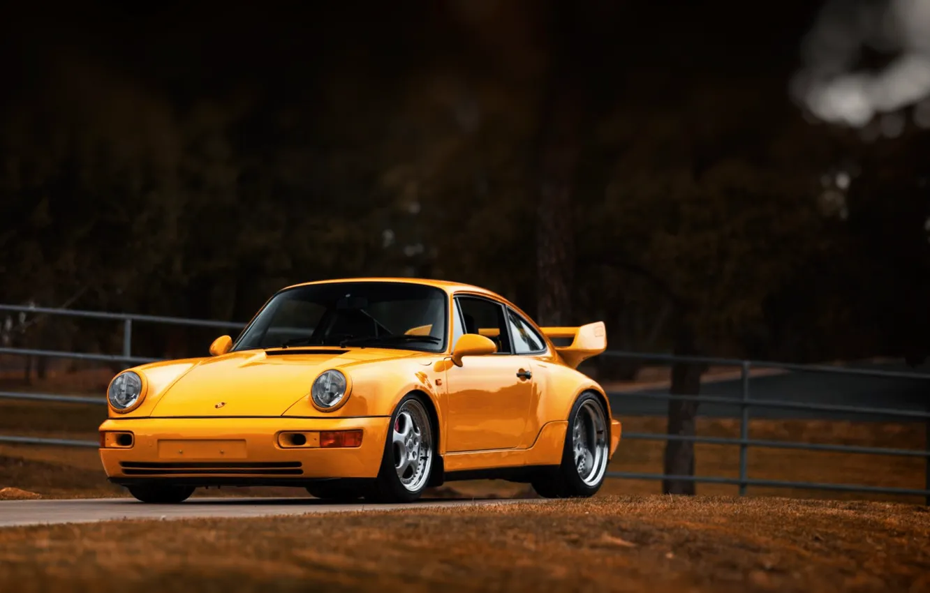 Фото обои Авто, Желтый, 911, Porsche, Машина, Porsche 911, Carrera, 1993