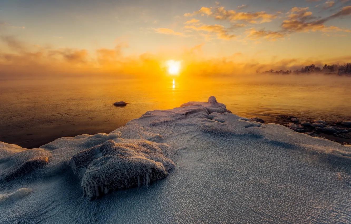 Фото обои природа, лёд, утро