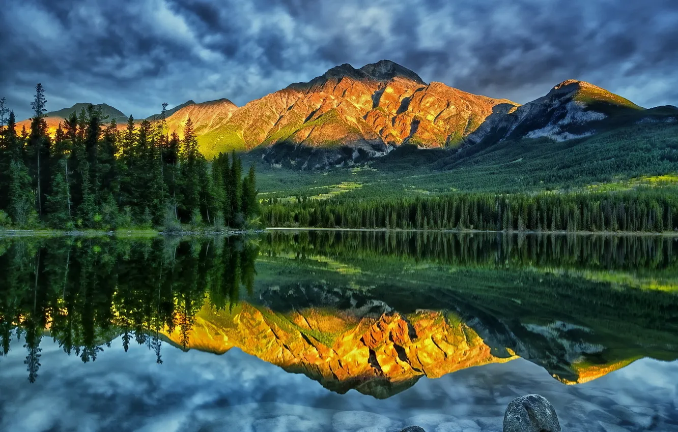 Фото обои горы, озеро, Jasper, Alberta, Canada