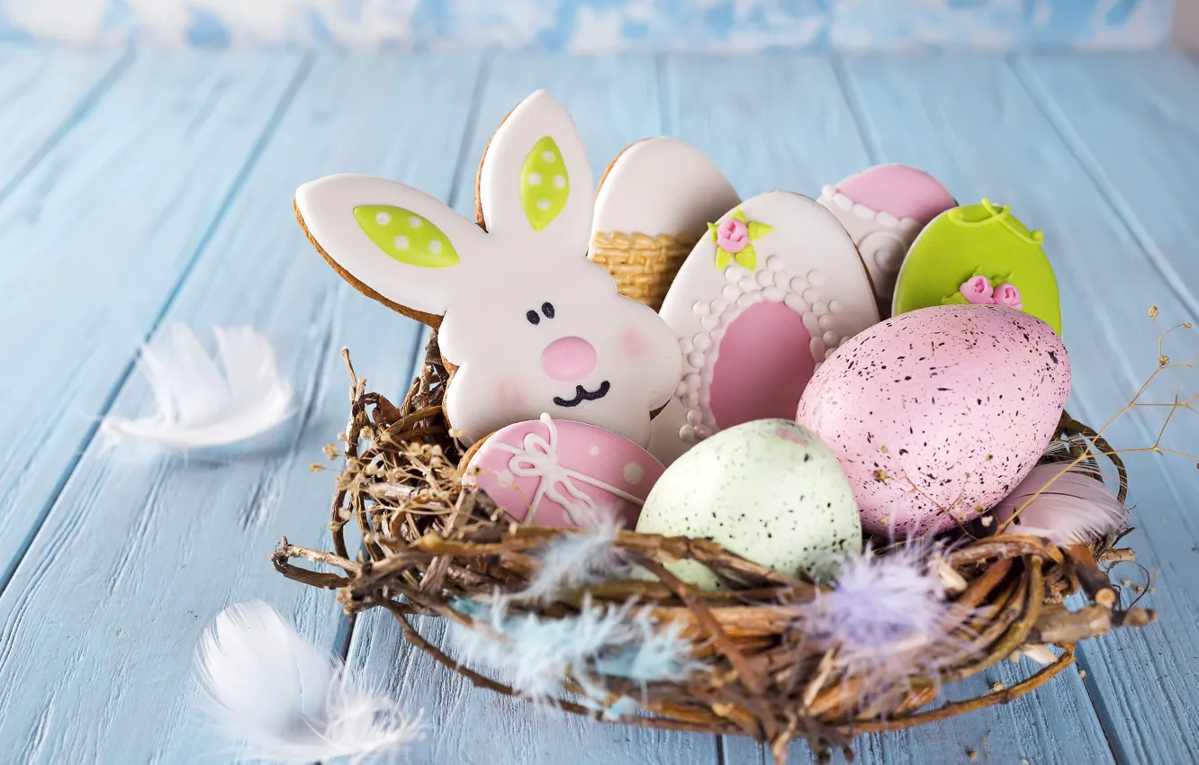 Фото обои праздник, colorful, пасха, rabbit, easter, cookies, egg, Myfoodie