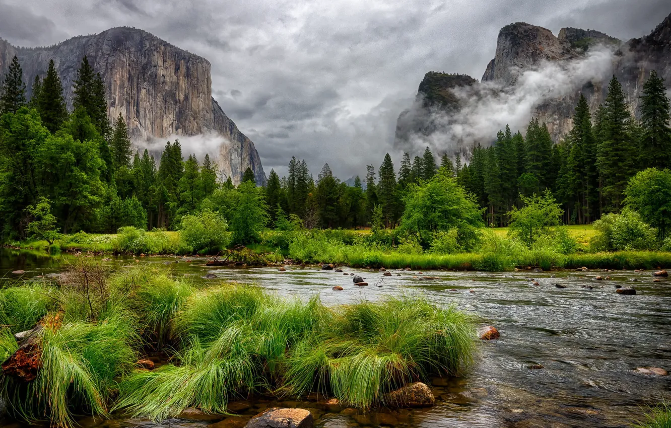 Фото обои пейзаж, Merced River, Yosemite Nationa Park