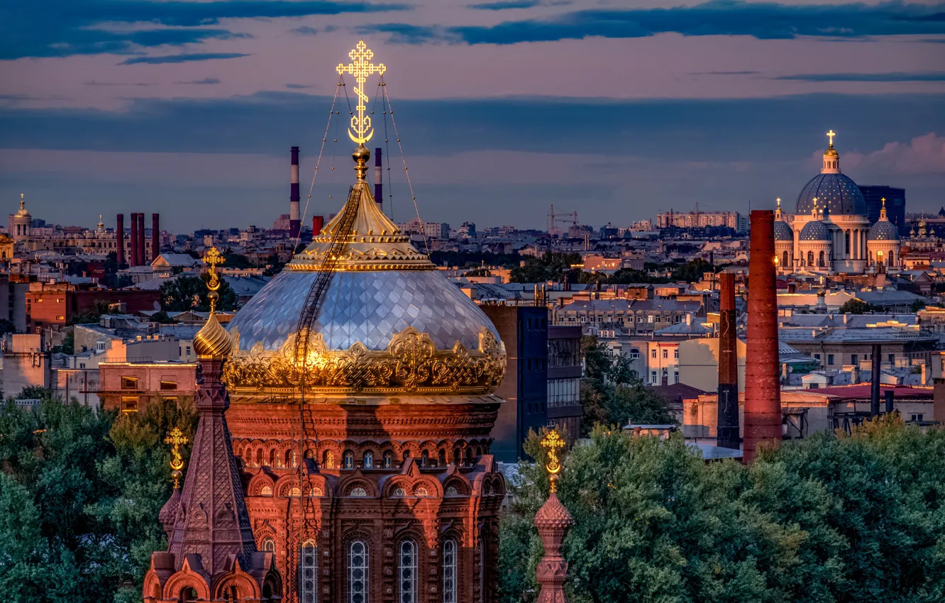 Фото обои здания, дома, Санкт-Петербург, церковь, храм, Россия, купол, Николай Беликов