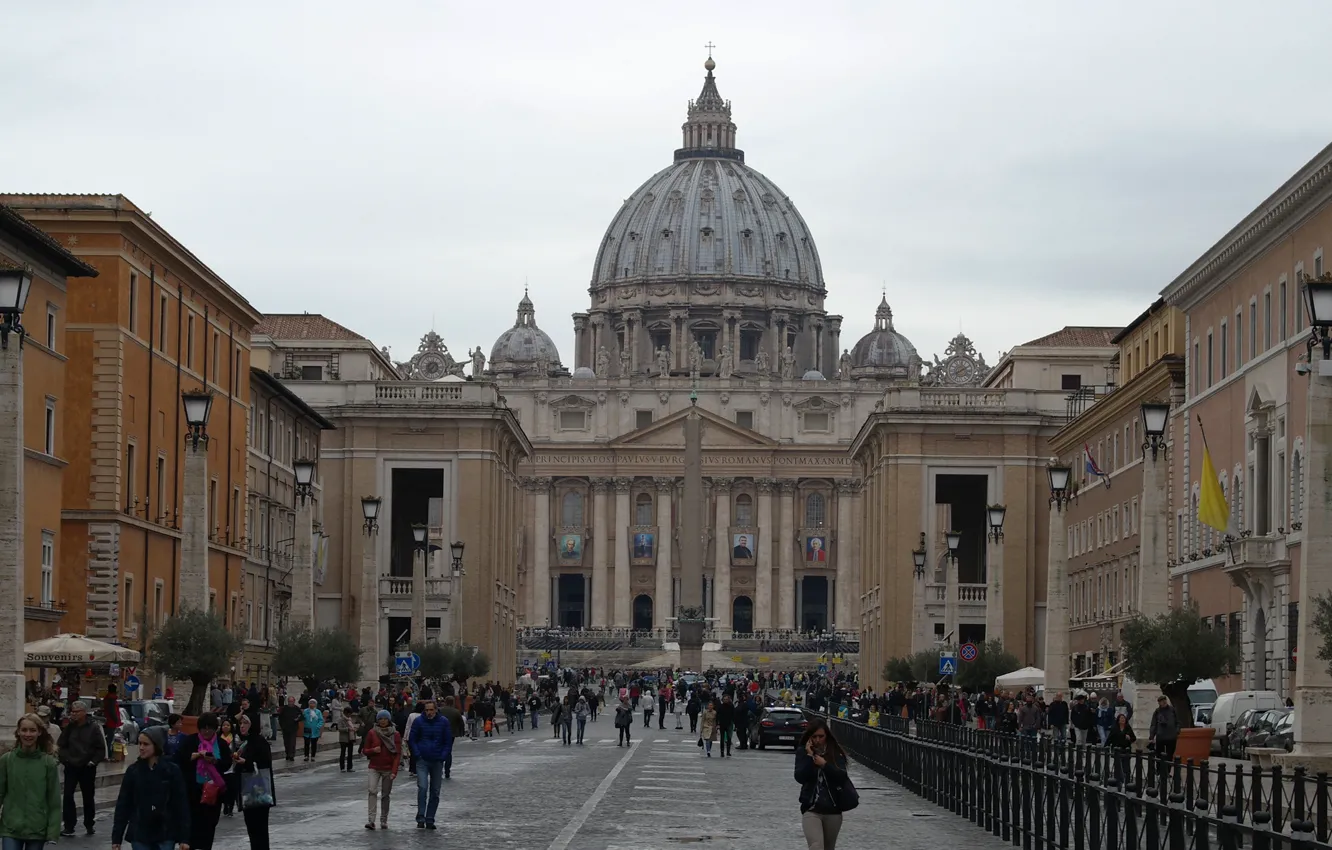 Фото обои улица, Рим, Италия, Ватикан, собор Святого Петра